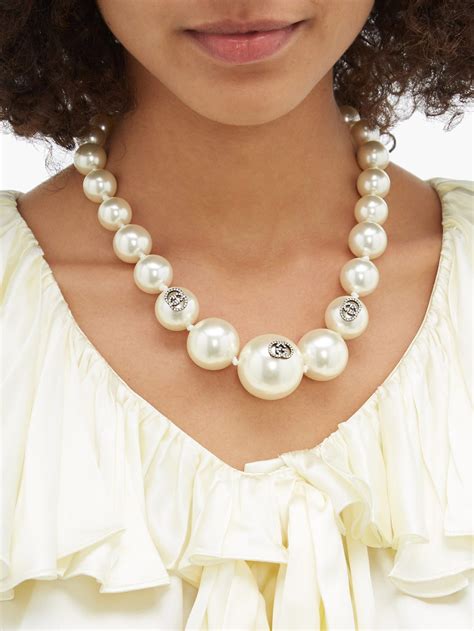 gucci pearl necklace replica|gucci gold pearl necklace.